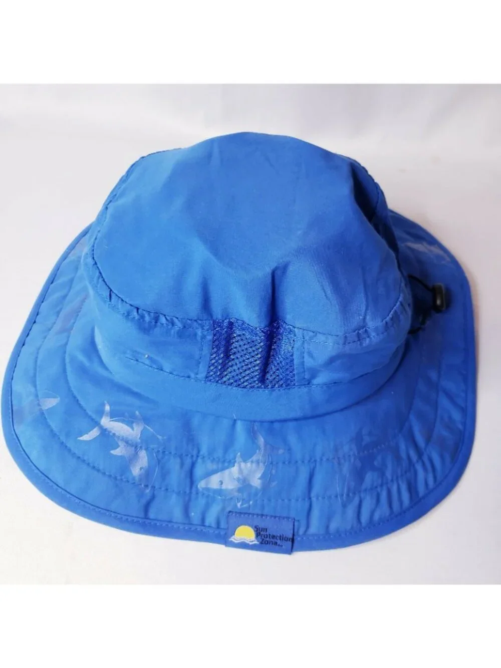 Sun Protection Kids Boys Shark Print Safari Sun Hat Blue Ages 3-10 Adjustable